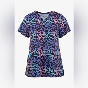 Leopard print scrub top